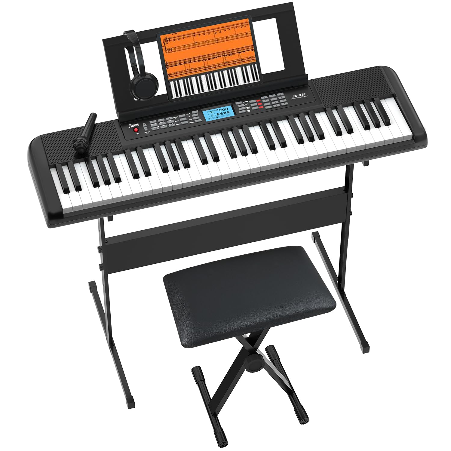  Portable Electric Piano Keyboard with LCD Screen, Built-In Speakers, and Microphone for Music Lovers on-the-go
| 61 Key
