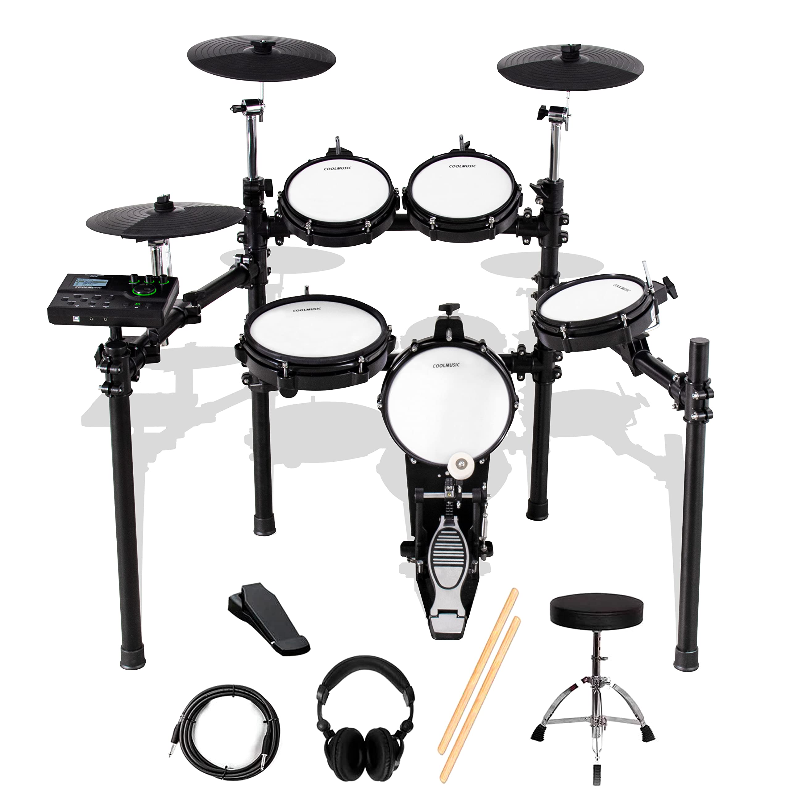 COOLMUSIC Stable DD8 Electric Drum Set for Beginners with Mesh Head and Essential Accessories